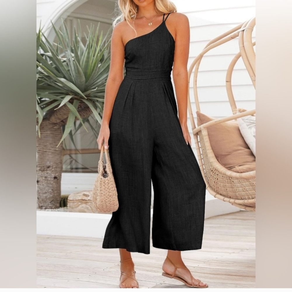 Anrabess Black Pants Jumpsuit Size Small